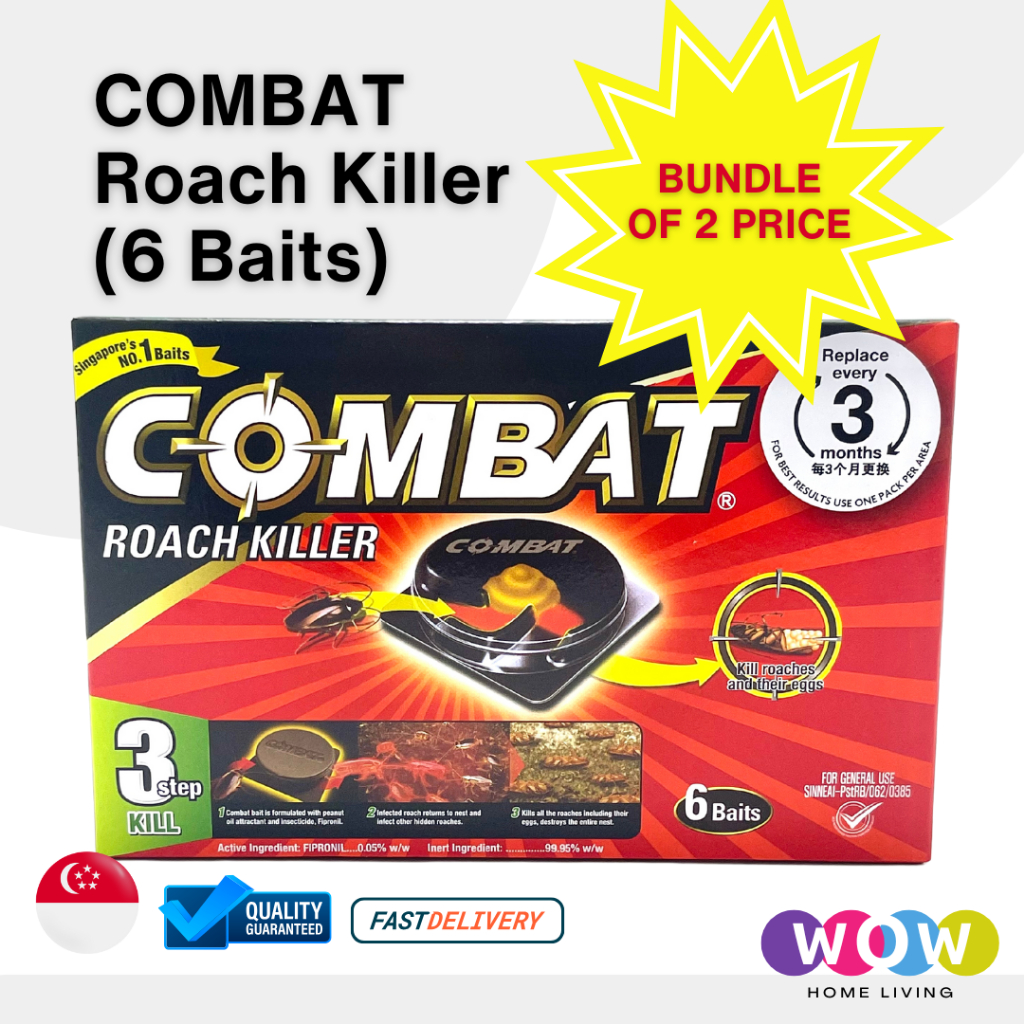 [ Bundle Of 2 ] Combat Roach Killer Bait Stations, 6 Baits