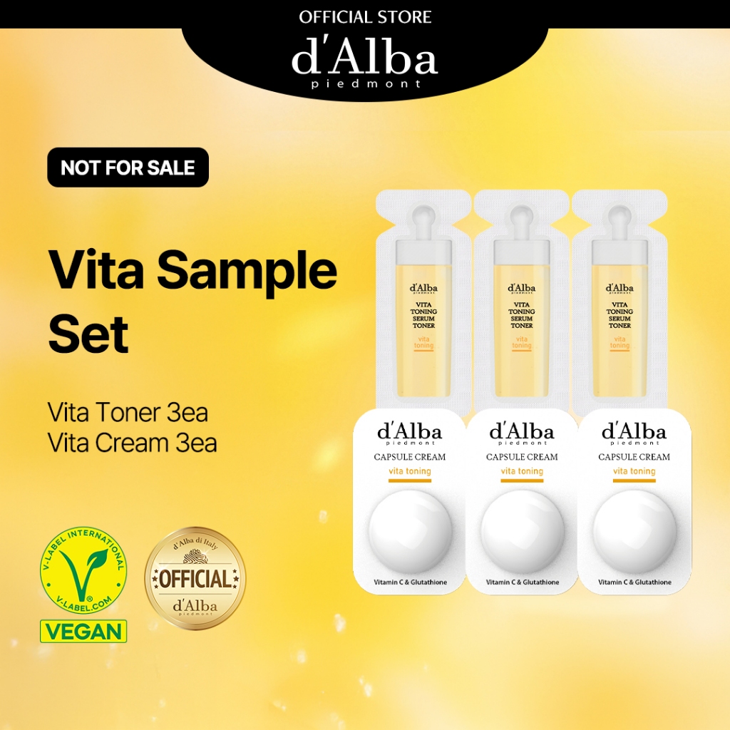 [d'Alba Official] Vita Samples Set : Vita Toning Serum Toner Samples 3ea,  Vita Toning Capsule Cream samples 3ea