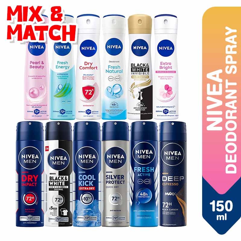 NIVEA Deodorant Spray Anti-Perspirant Women Men / Effective Odor Sweat Protection, 150ml
