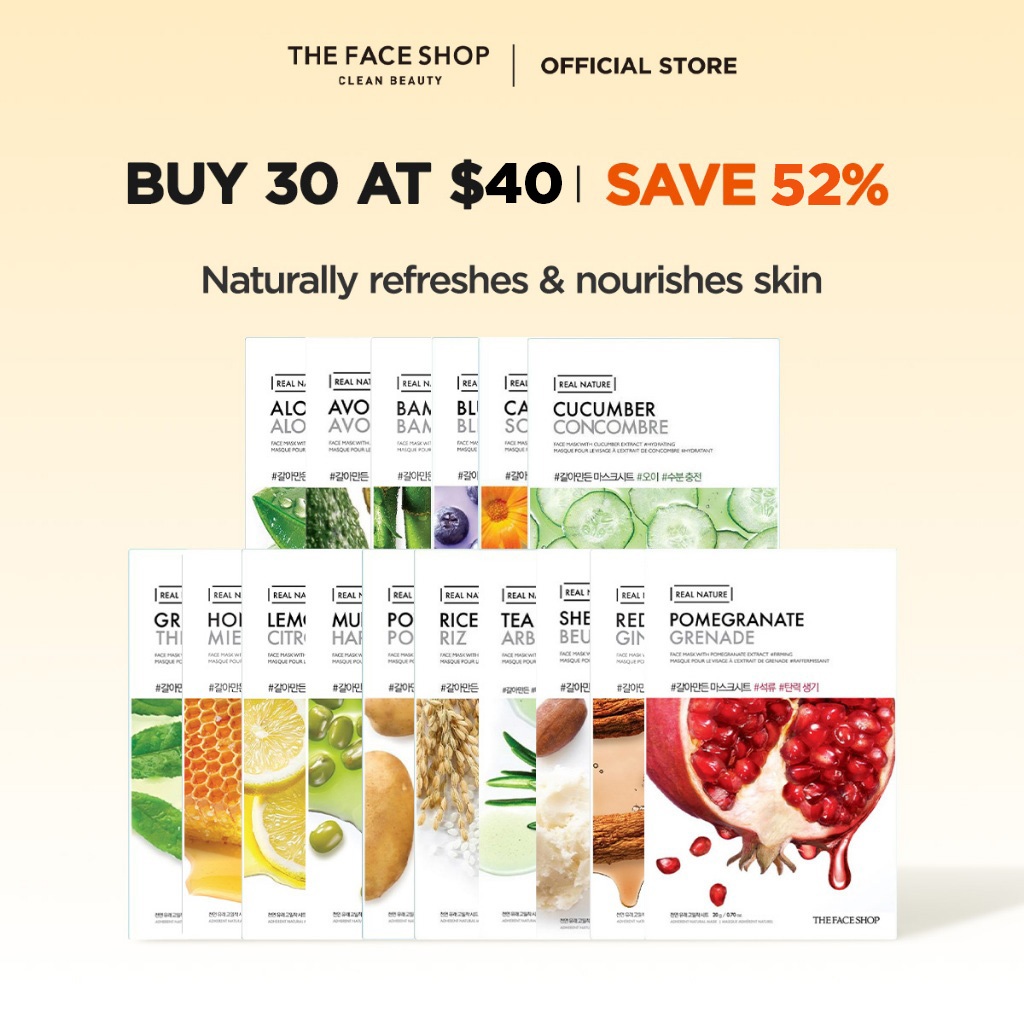 THEFACESHOP Real Nature Mask Sheet Skincare Masker Muka 面膜
