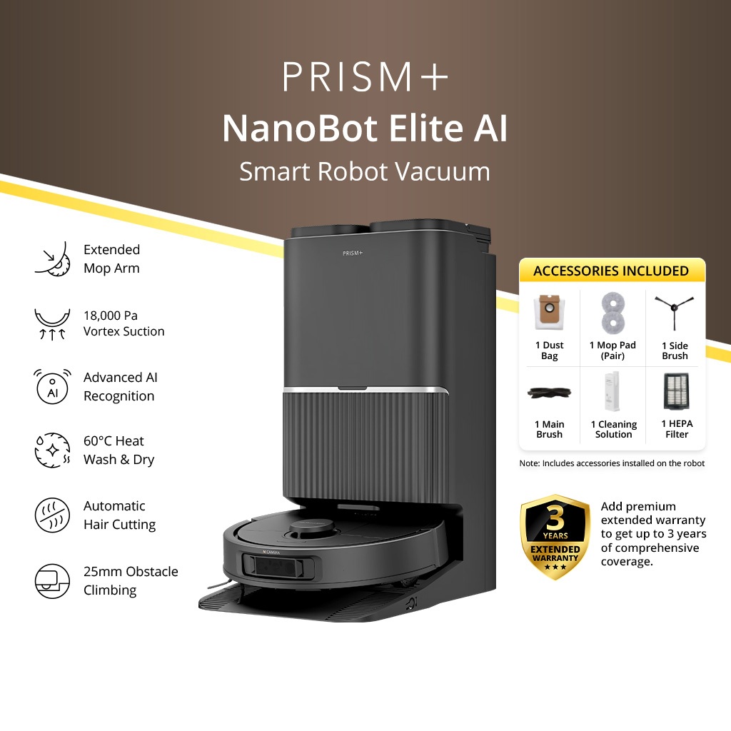 PRISM+ NanoBot Elite AI | Smart Robot Vacuum