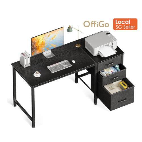 OffiGo 120CM Computer Desk with Drawers Reversible Office Desk with Storage for Home