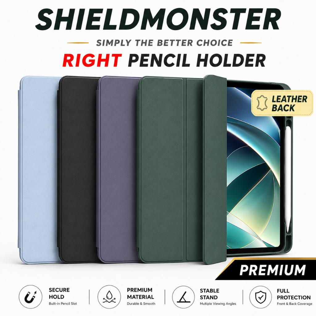 [SG]ShieldMonster iPad Case Air 11/13/A16/Pro 11/Mini 7/Gen 10/Air 5/4/10.2 M2/M3/M4/M5 Magnetic Leather Pencil Holder