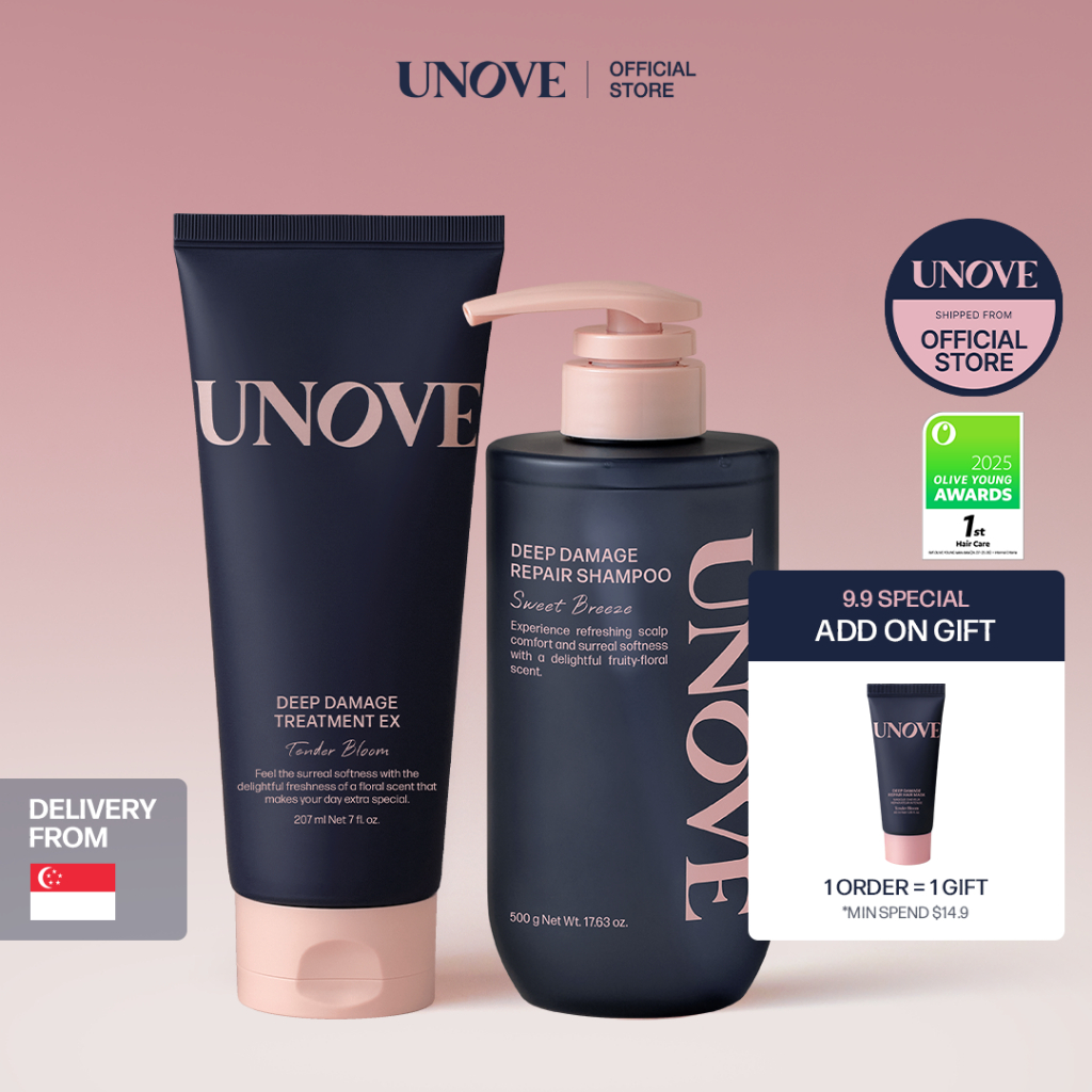 UNOVE Deep Damage Repair Shampoo 500g + Deep Damage Treatment EX 207ml Set