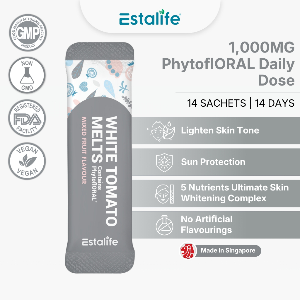Estalife White Tomato Melts with PhytoflORAL 1000MG | Vit C + L-Cysteine + Grape Seed | 美白抗氧化