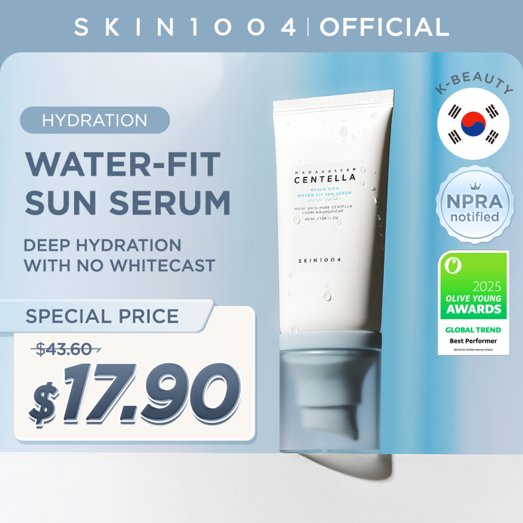 [BEST] SKIN1004 Madagascar Centella Hyalu-cica Water-Fit Sun Serum SPF50 PA++++, No White Cast, Long-lasting, Hydrating, Lightweight, for Daily Use | 50ml