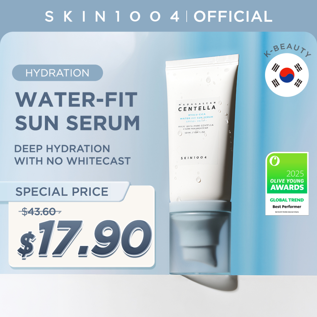 [BEST] SKIN1004 Madagascar Centella Hyalu-cica Water-Fit Sun Serum SPF50 PA++++, No White Cast, Long-lasting, Hydrating, Lightweight, for Daily Use | 50ml