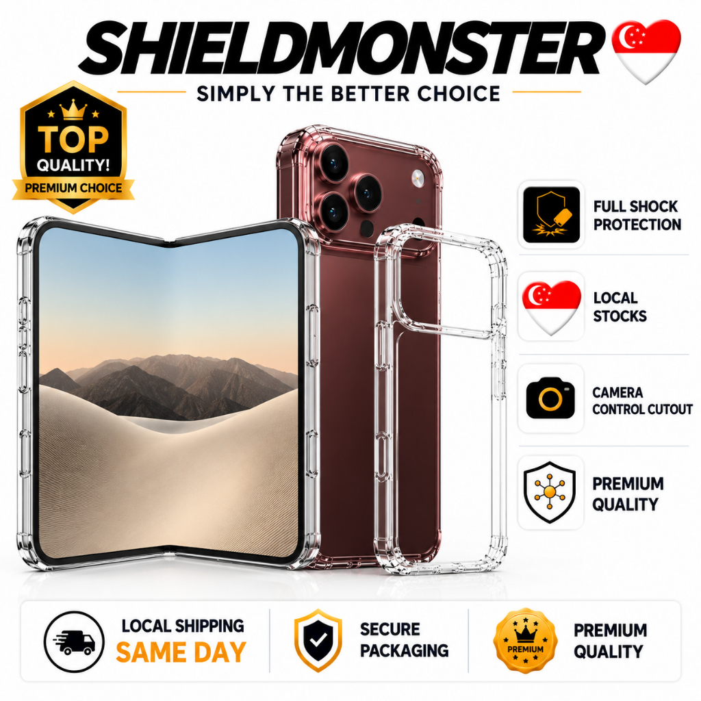 Shieldmonster Premium iPhone Case for 18 Pro Max/18 Pro/Duo/17 Pro Max/17e/16/15 Transparent Clear Hard Soft TPU Phone