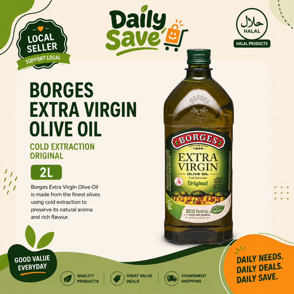Borges Extra Virgin Olive Oil Original 2L – Cold Extraction (Halal Certified)