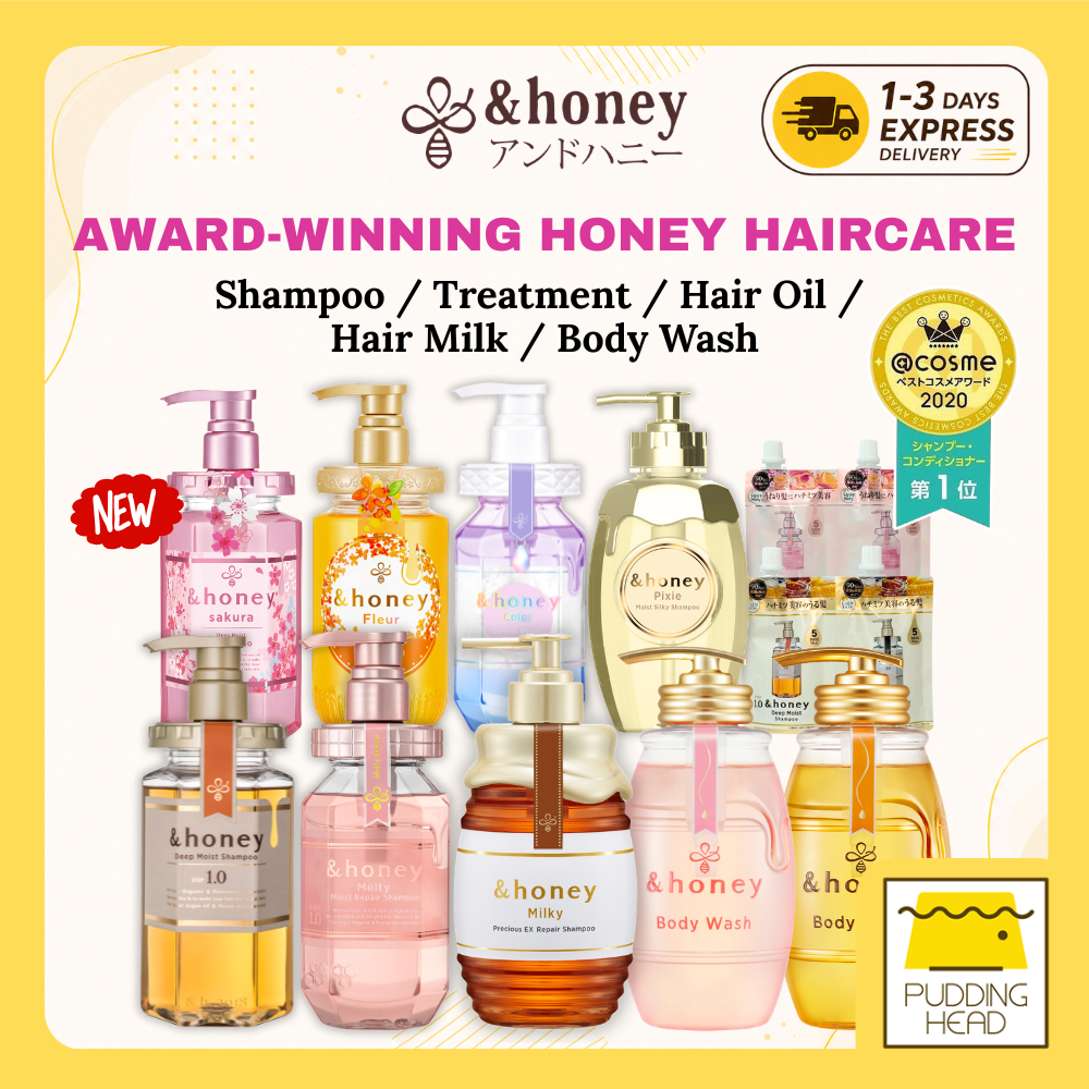 🏆 [&honey] Japan @COSME No.1 Hair Care | Shampoo Treatment Hair Oil | Deep Moist Melty Sakura Milky Pixie Color Control