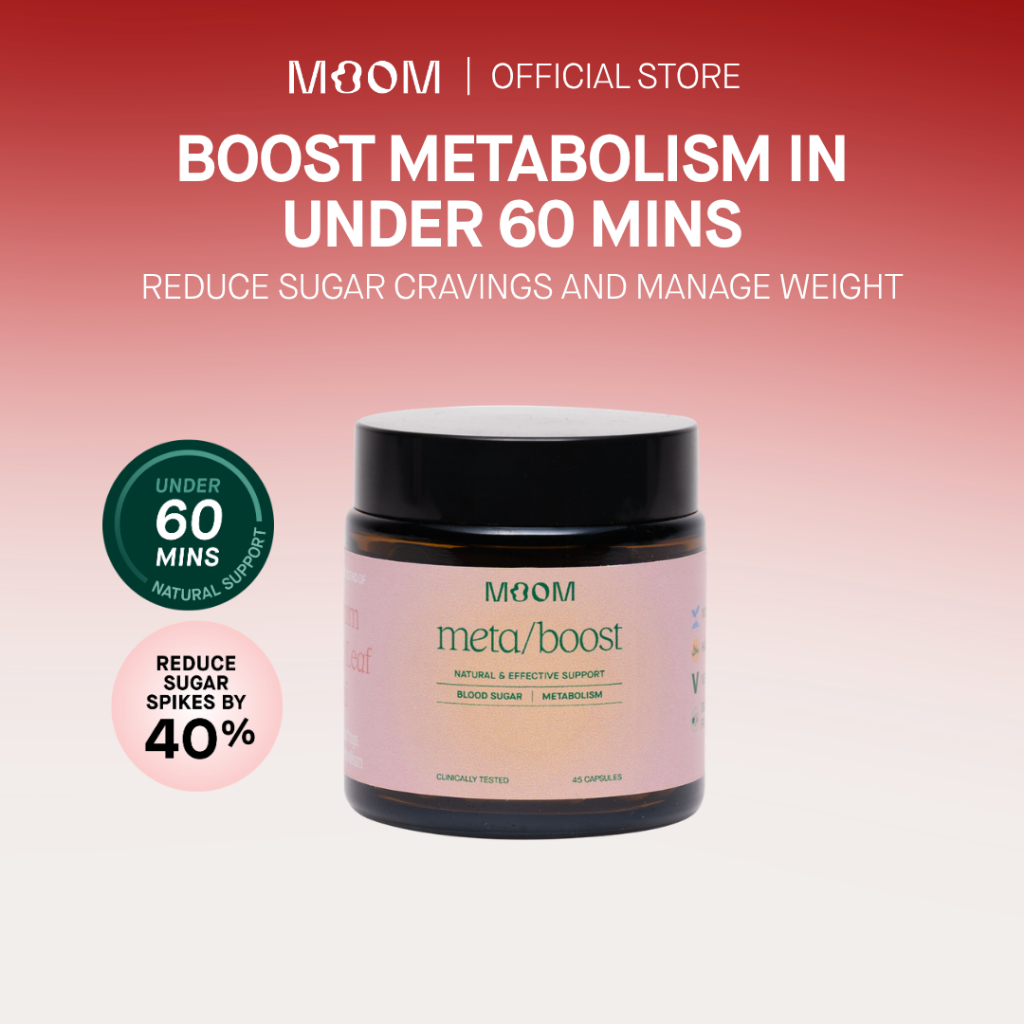Moom Health™ meta/boost Supplement | 100% Natural Metabolism Booster to Burn Belly Fat & Curb Cravings (45 Caps)