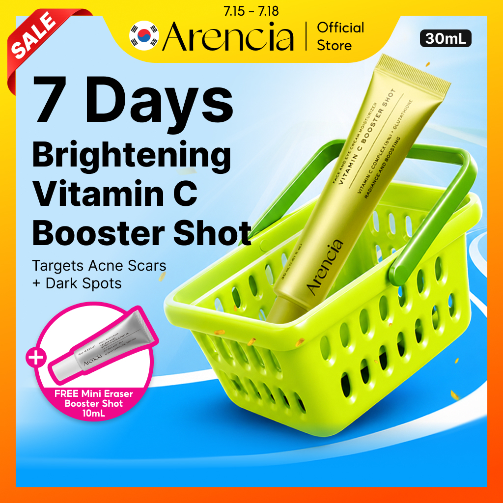 [Arencia] Vitamin C Booster Shot 30ml  for Firmer Skin, Pore Minimizer, Wrinkles & Fine Lines, Dark Spots Care