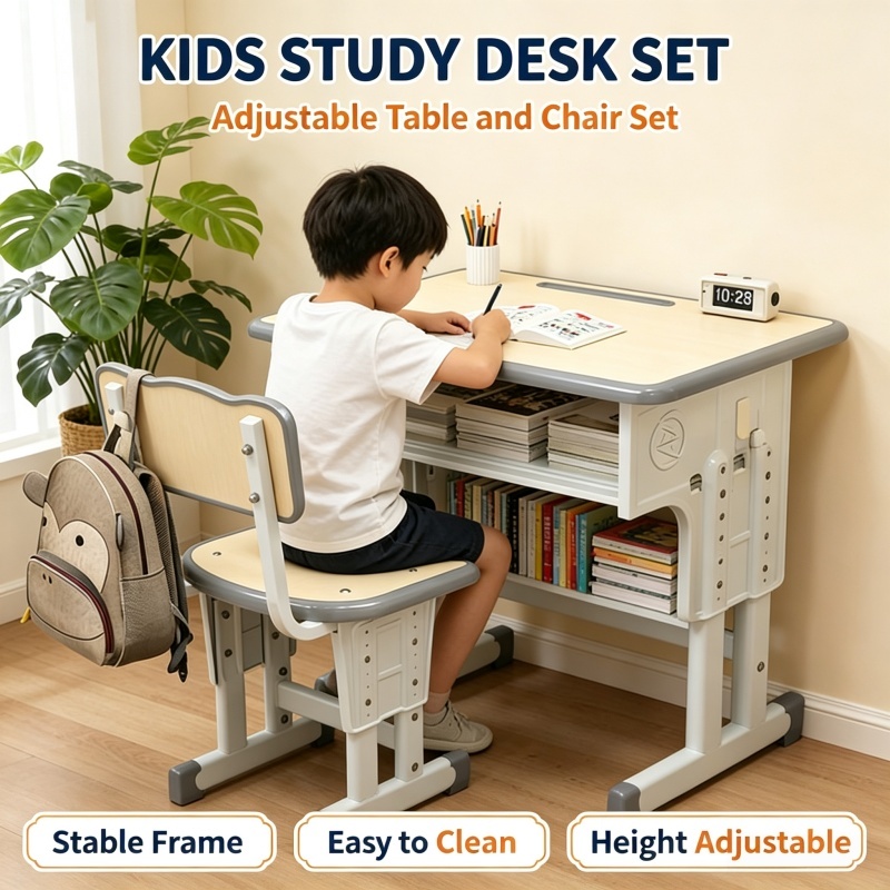 Kids Study table and Chair Set Height Adjustable Study Desk Modern Design Desk Adjustable