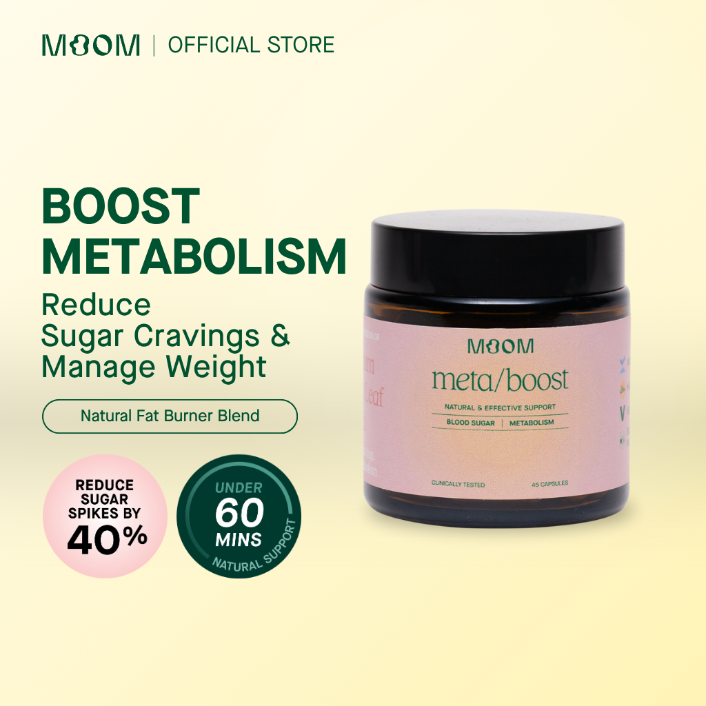 Moom Health™ meta/boost Supplement | 100% Natural Metabolism Booster to Burn Belly Fat & Curb Cravings (45 Caps)