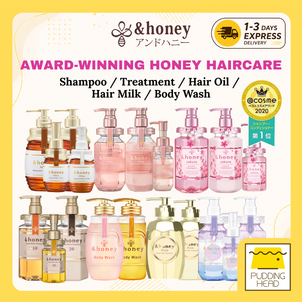 🏆 [&honey] Japan @COSME No.1 Hair Care | Shampoo Treatment Hair Oil | Deep Moist Melty Sakura Milky Pixie Color Control