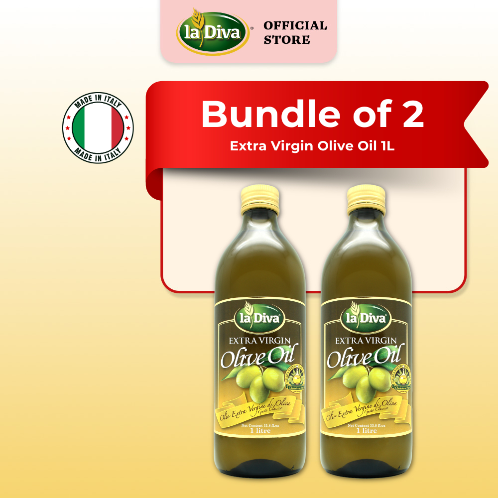 [Bundle of 2] LaDiva Extra Virgin Olive Oil 1L - Product of Italy (Exp: 02/2027)