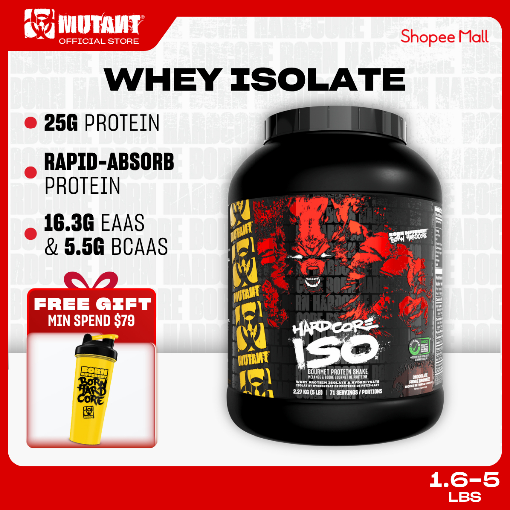Mutant, Hardcore ISO, Whey Protein Isolate, Whey Isolate, Digestive Enzyme, Protein Powder, Low Carb 1.6-5lb