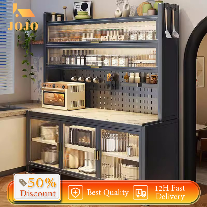 JOJO Multi-functional Kitchen Storage Rack Dining Sideboard Floor-standing Dust-proof Cabinet with Doors