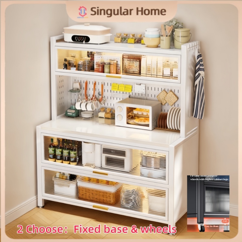 Kitchen Storage Cabinet Dustproof Carbon Steel Kitchen Enclosed Cabinet 100/120CM Multifunction Organizer 碳钢储物柜