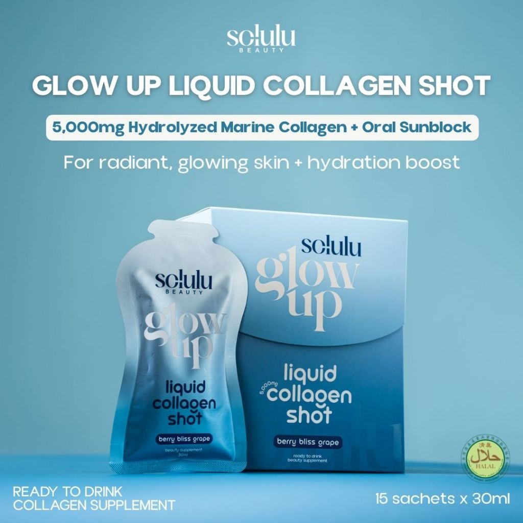 Solulu Glow Up Liquid Collagen Shot + Oral Sunblock | 15 sachets per pack