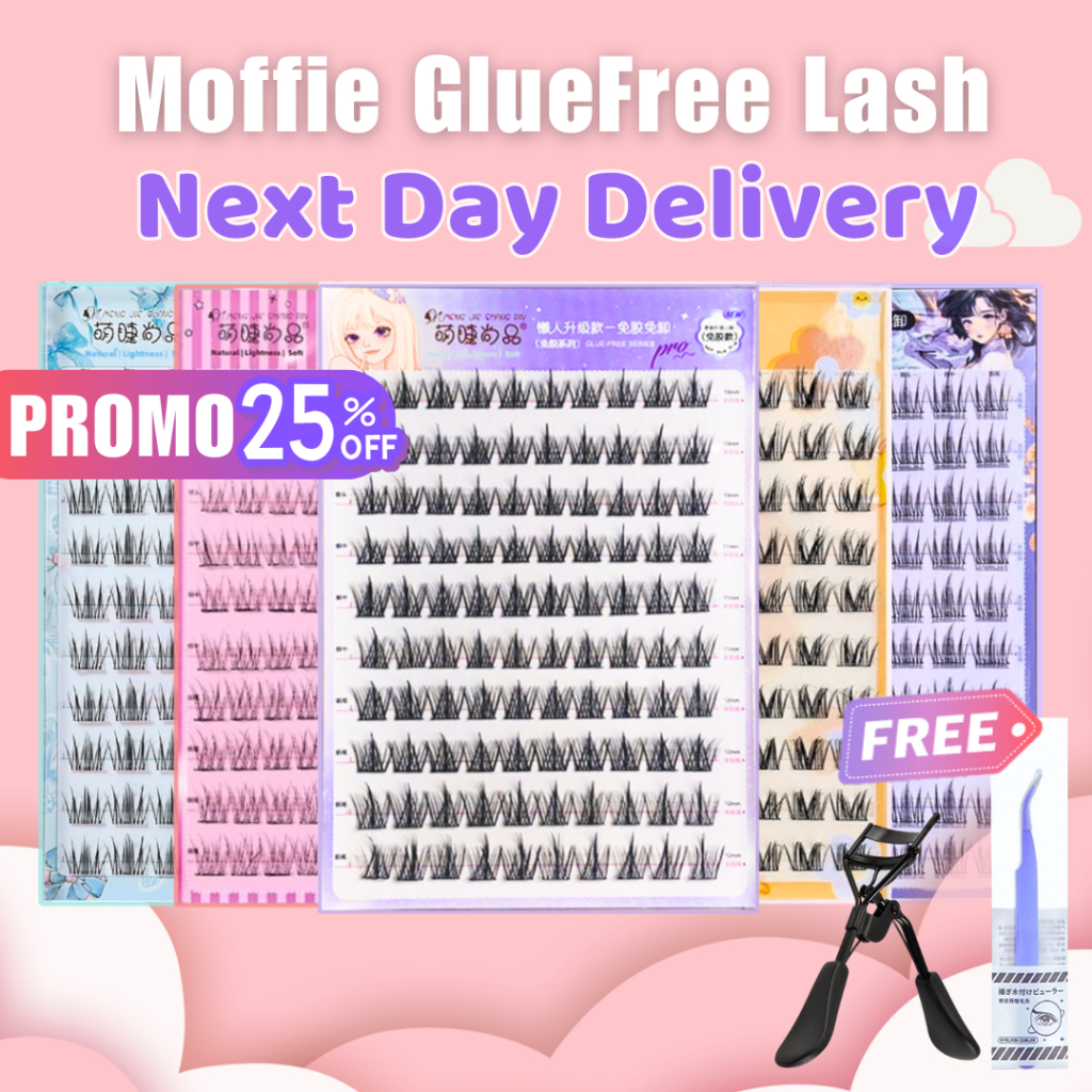 Moffie【SG OFFICIAL】Glue-Free False Eyelash, Self Adhesive Eyelash Lash, Magnetic Eyelash, NO Glue Lash