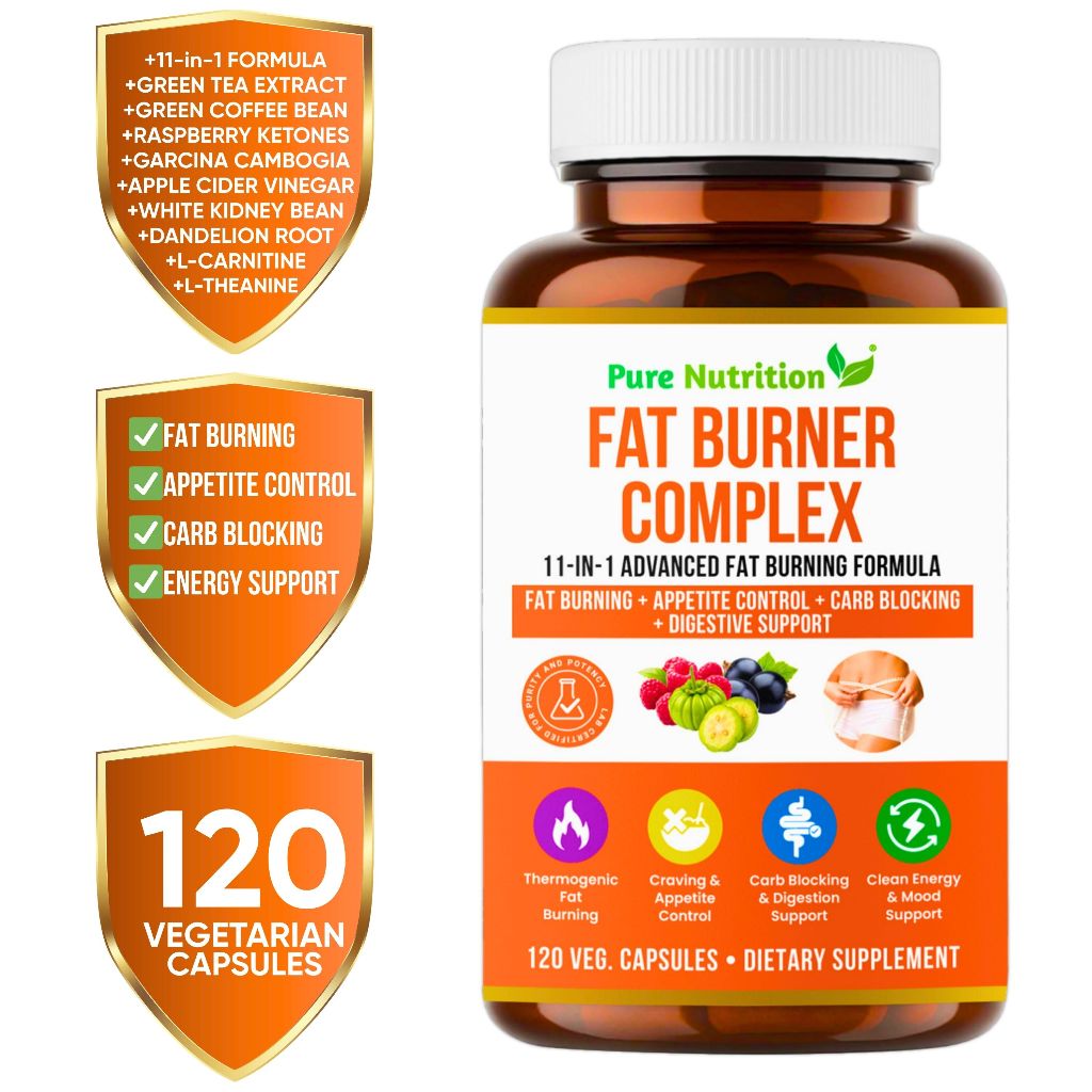 Pure Nutrition® Fat Burner Complex | Appetite Control, Metabolism Boost, Carb Blocking, Energy Support, 120 Veg Capsules