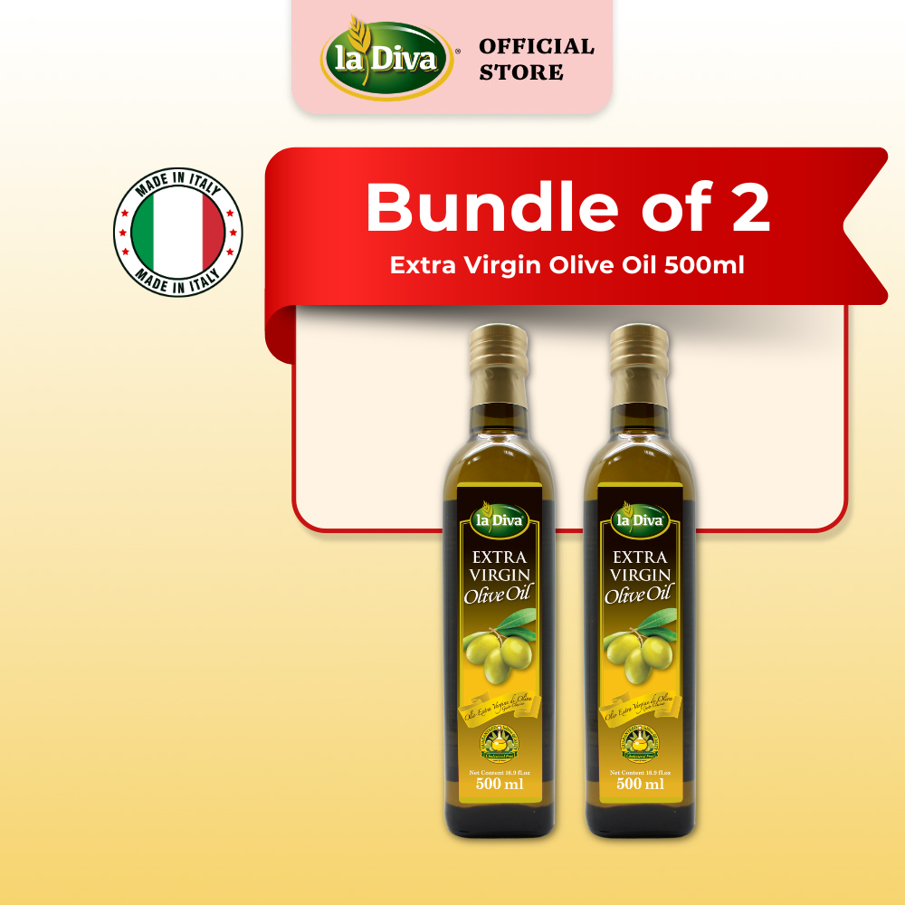 [Bundle of 2] LaDiva Extra Virgin Olive Oil 500ml - Product of Italy (Exp: )