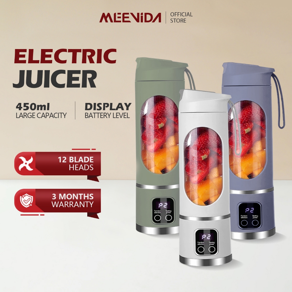 MEEVIDA 450ML Juice Cup Multi-functional Wireless Electric Juicer Ice Crusher blender portable