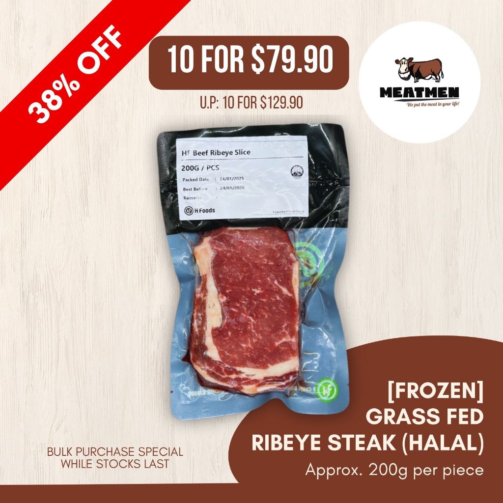 [FROZEN] GRASS FED RIBEYE STEAK - HALAL (200g up per pc)