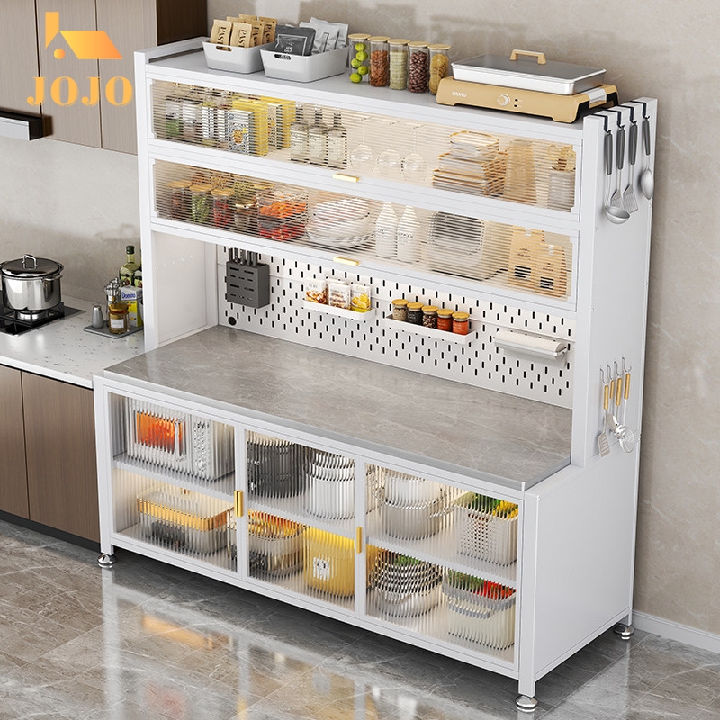 Kitchen Storage Cabinet Floor Standing Sideboard With Doors Dust-proof Organizer Rack