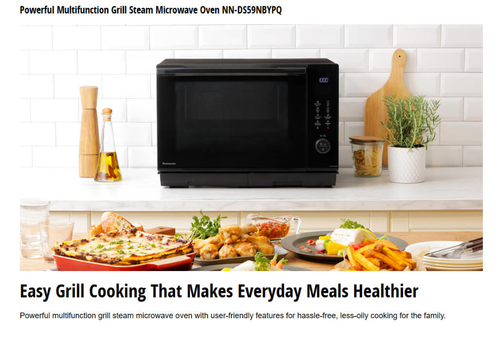 PANASONIC NN-DS59NB 27L GRILL STEAM MICROWAVE OVEN