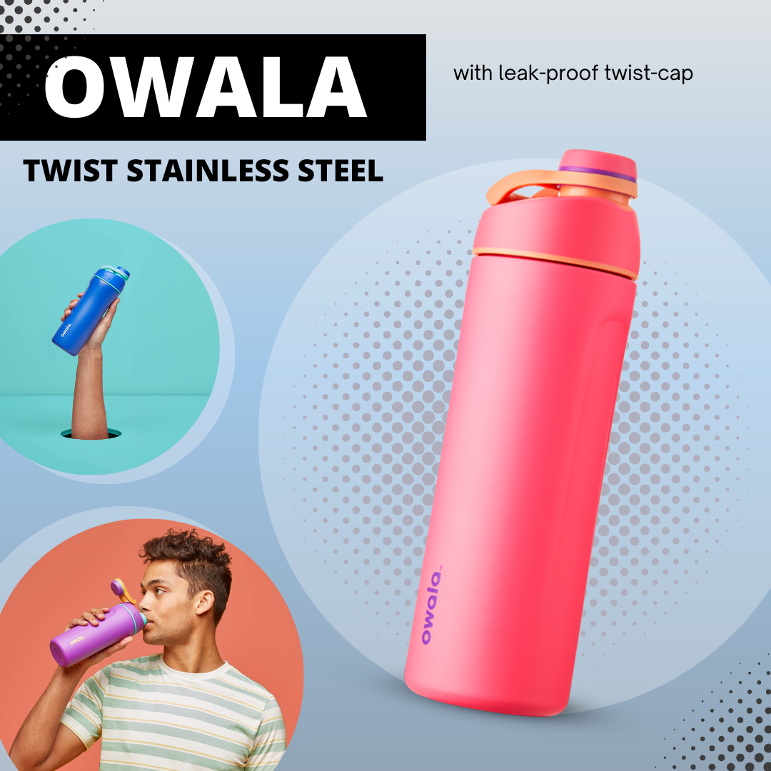 Owala FreeSip Water Bottle Stainless Steel, 24 Oz., Neon Basil