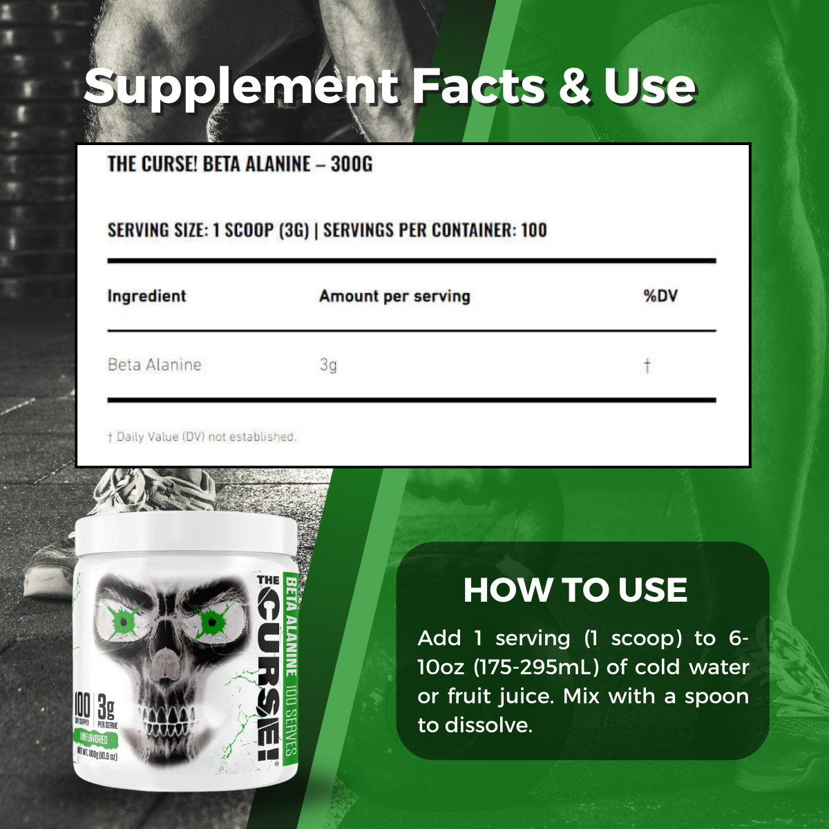 JNX Sports, The Curse, Beta Alanine, 100 Servings,  Supplement Facts and Use