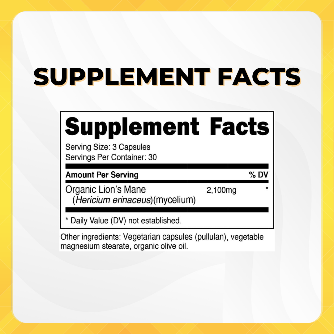 Nutricost Lion Mane - Supplement facts