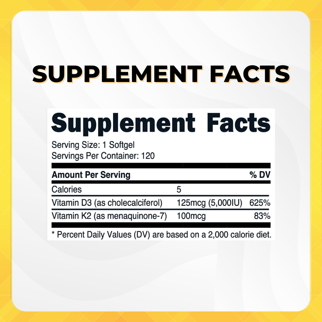 Nutricost Vitamin K2+D3 - Supplement facts