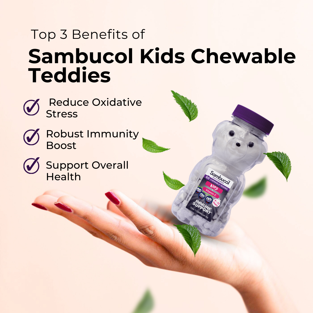 Sambucol Kids, PLUS Vitamin C, Support Immune System, Chewable 60 Teddies, Benefits