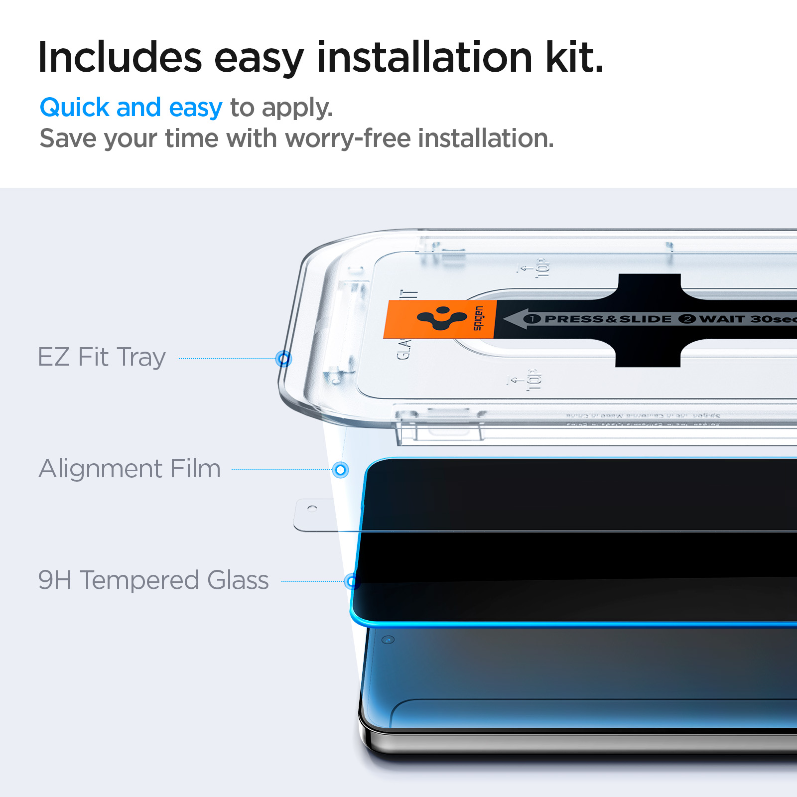 [2 Pek] Pelindung Skrin Galaxy S24 Plus Glas.tR EZ Fit