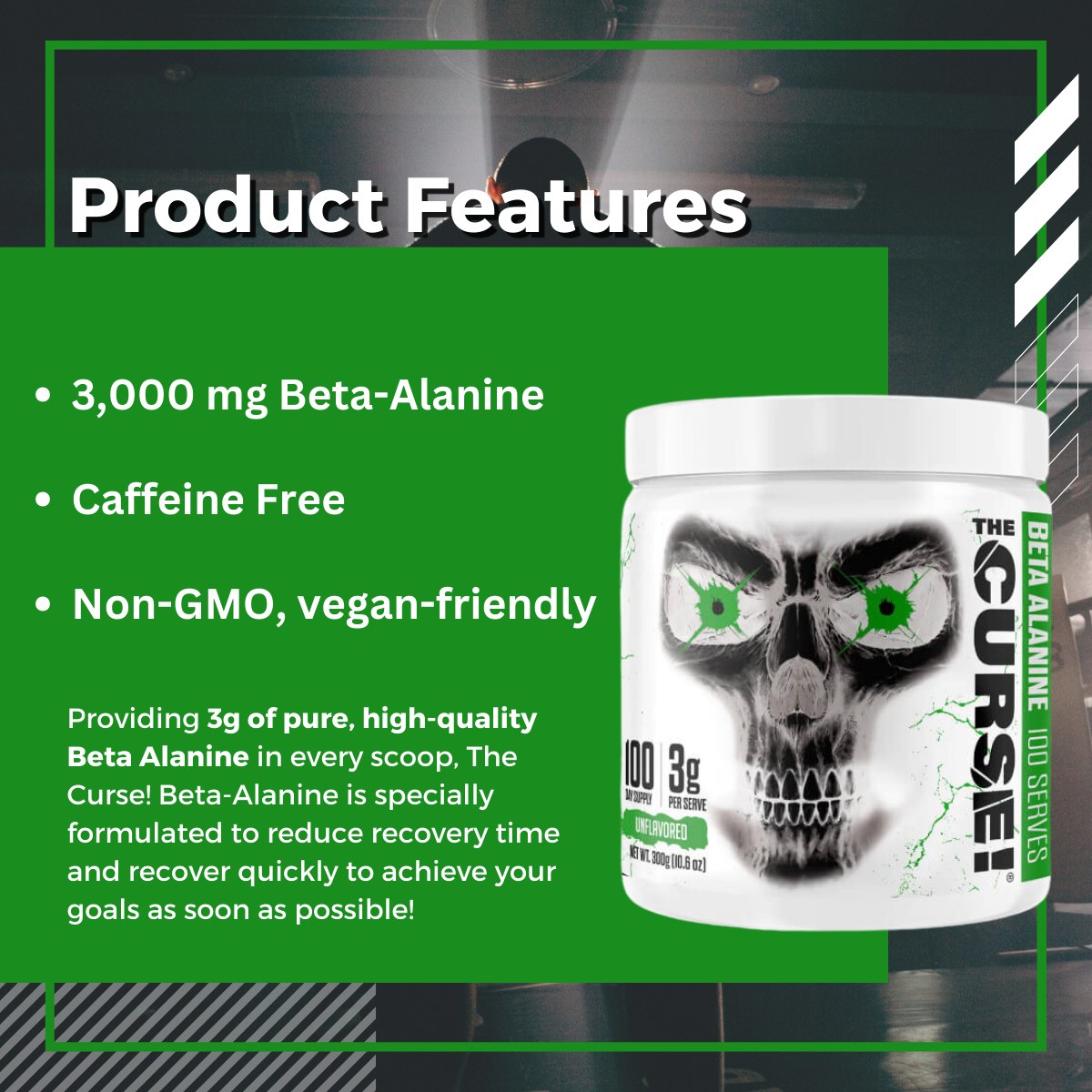 JNX Sports, The Curse, Beta Alanine, 100 Servings, Product Features