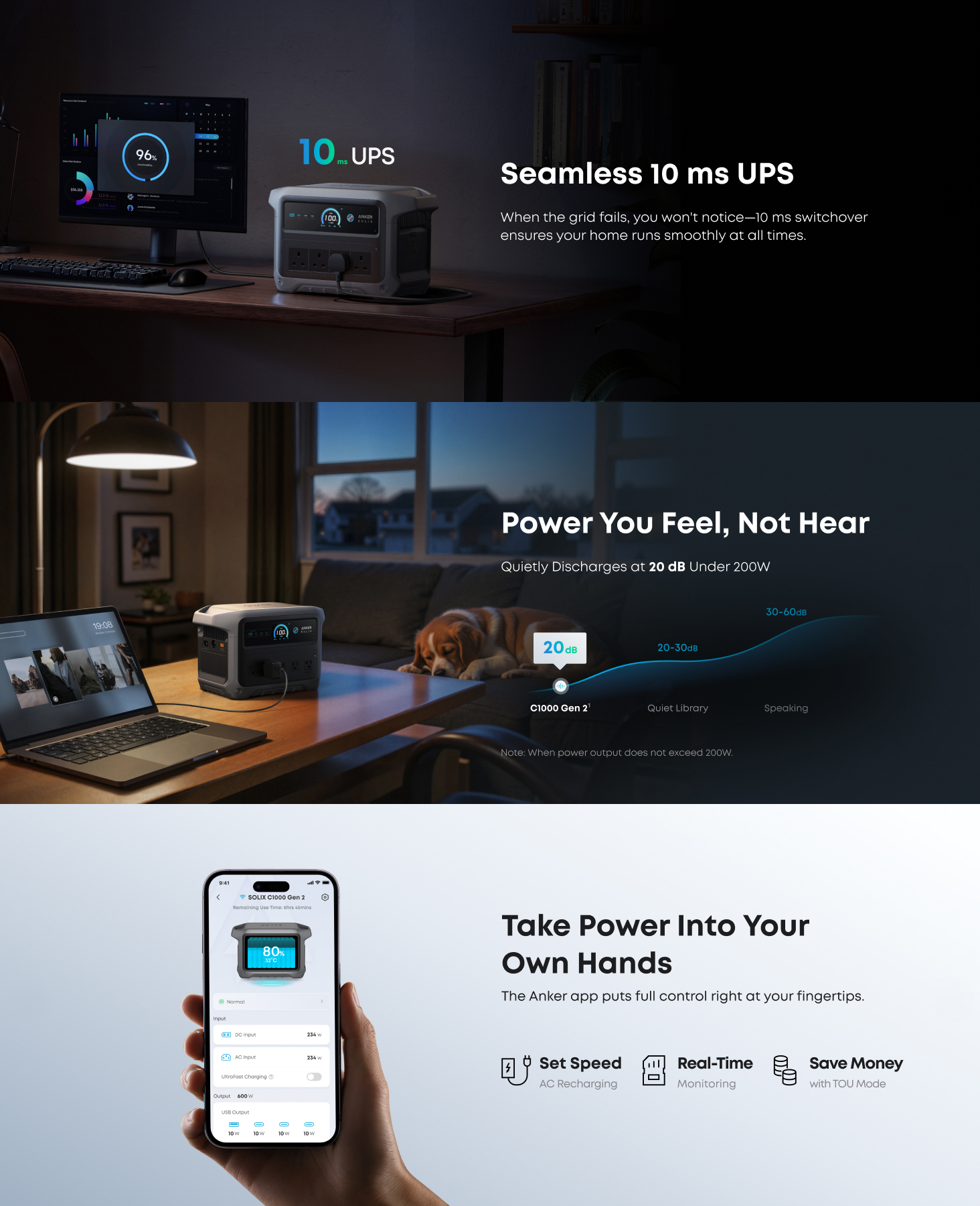 Anker SOLIX C1000 Gen 2 Portable Power Bank Station - 1024Wh | 2000W (Peak 3000W) 9-Port Generator A1763