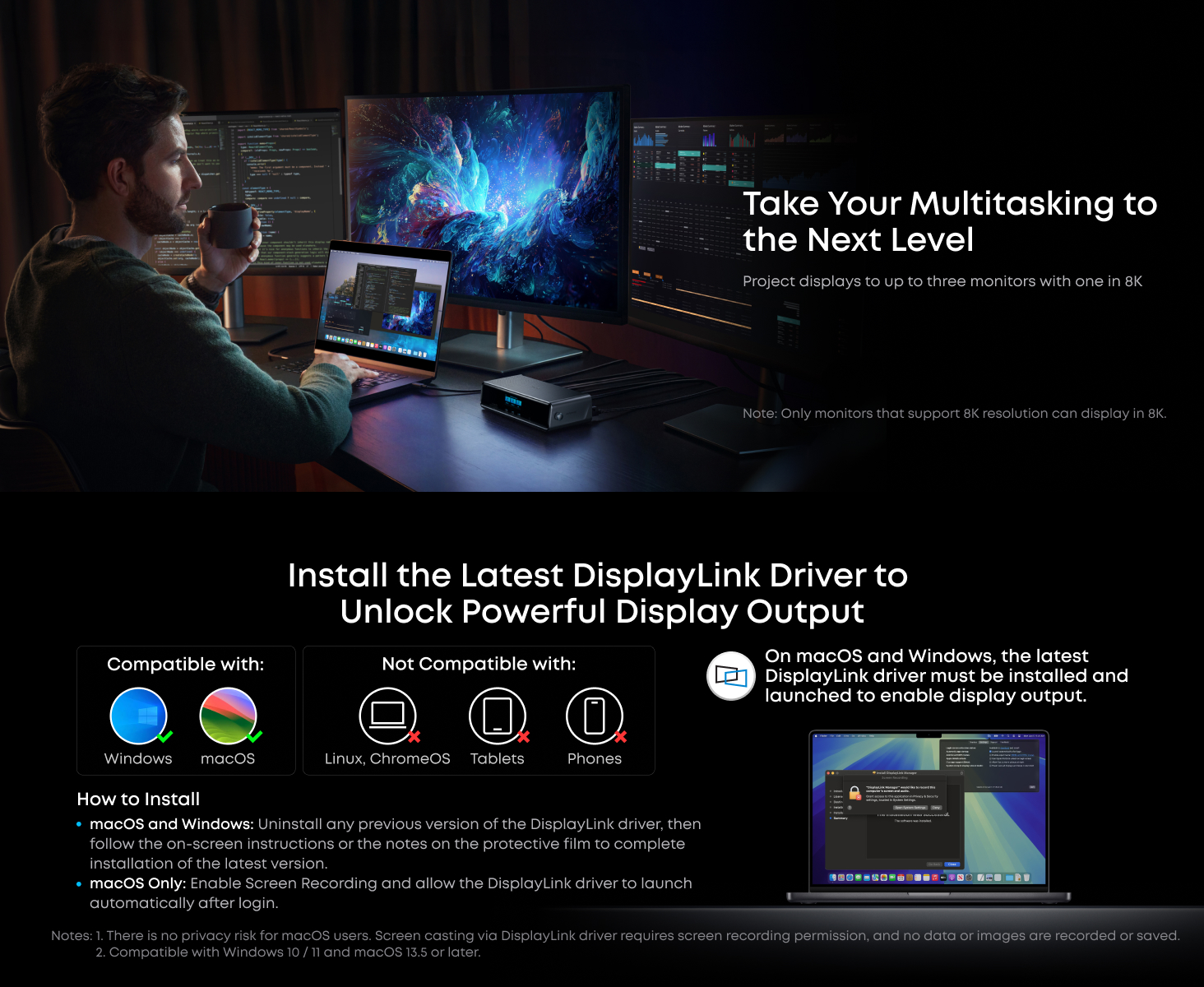 Anker Prime Docking Station (14-in-1 Charger, 8K Triple Display, DisplayLink) with DL7400 A83B3