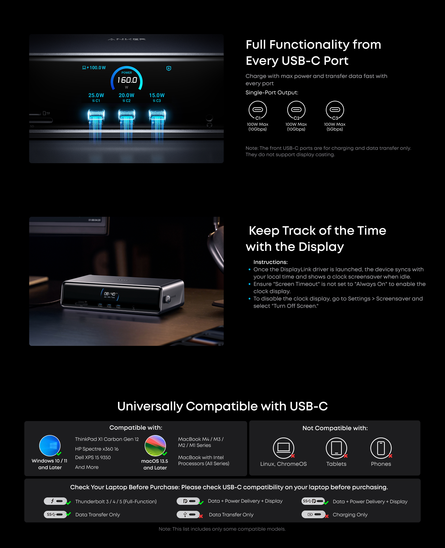 Anker Prime Docking Station (14-in-1 Charger, 8K Triple Display, DisplayLink) with DL7400 A83B3