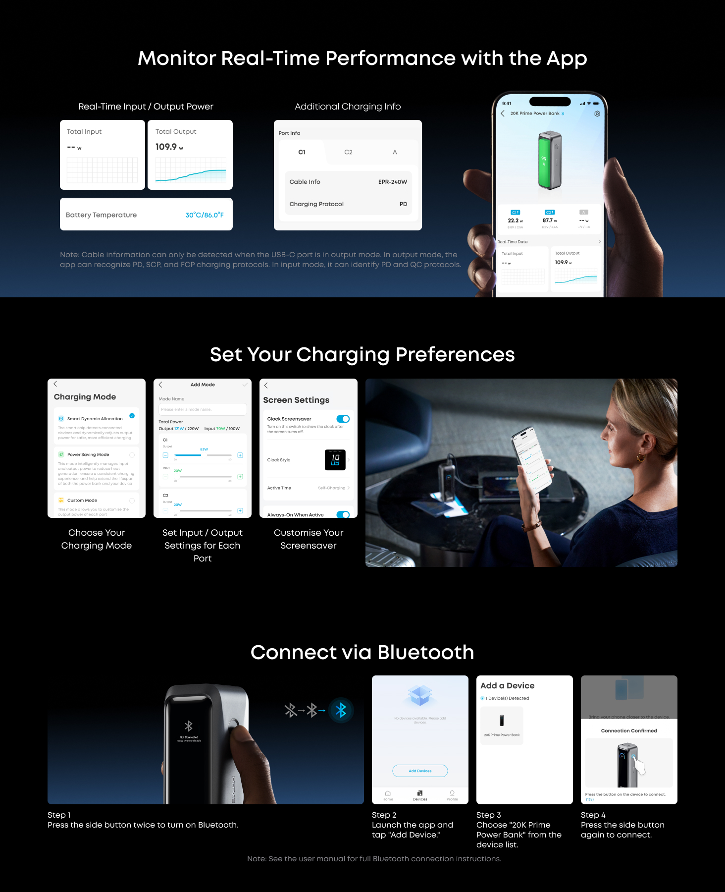 Anker Prime Power Bank 20100mAh 3-Port 220W Laptop Portable Charger A110B