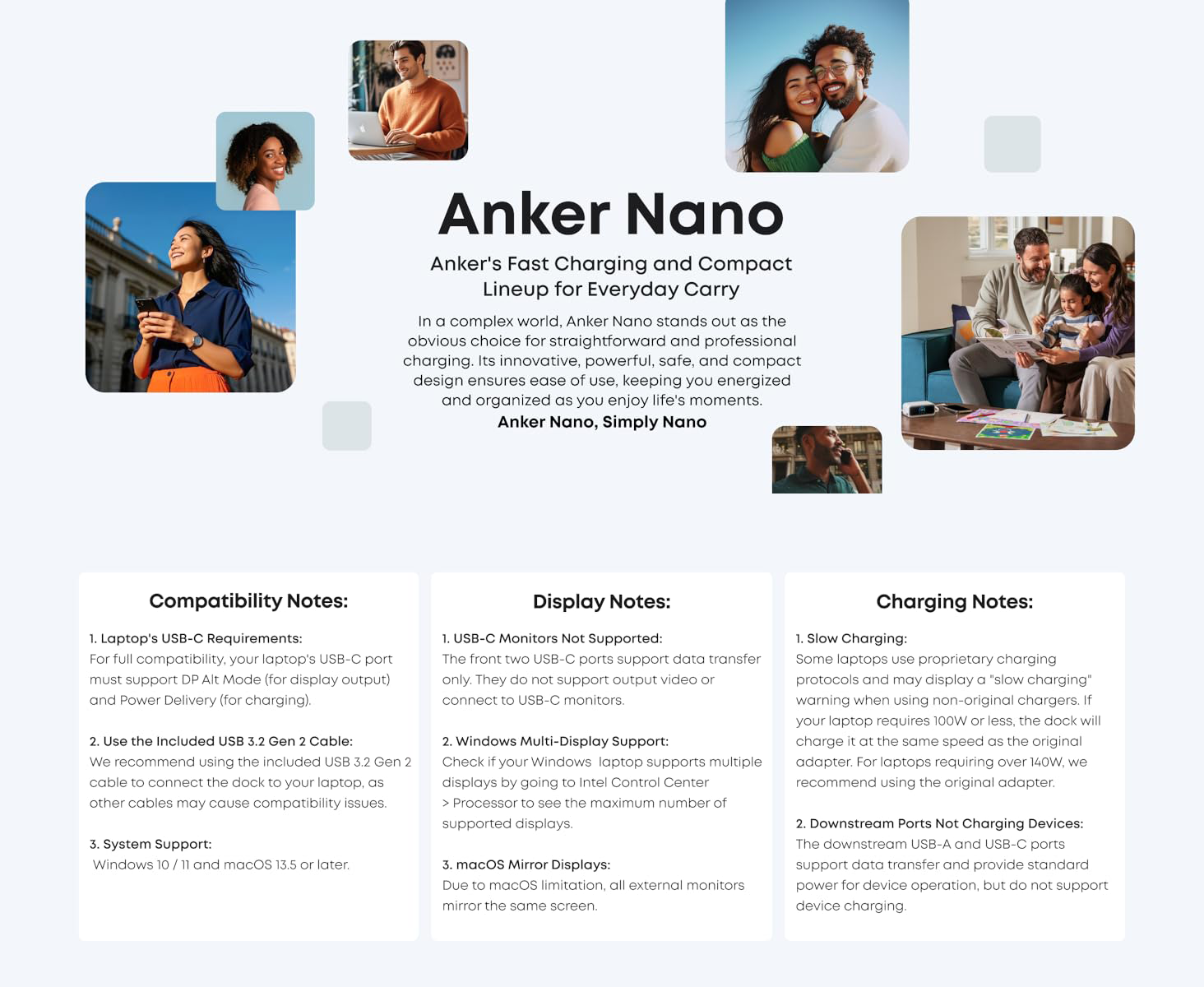 Anker Nano 13-in-1 Docking Station, 4K Triple Display, 100W Fast Charger with Built-In Detachable Hub A83C3