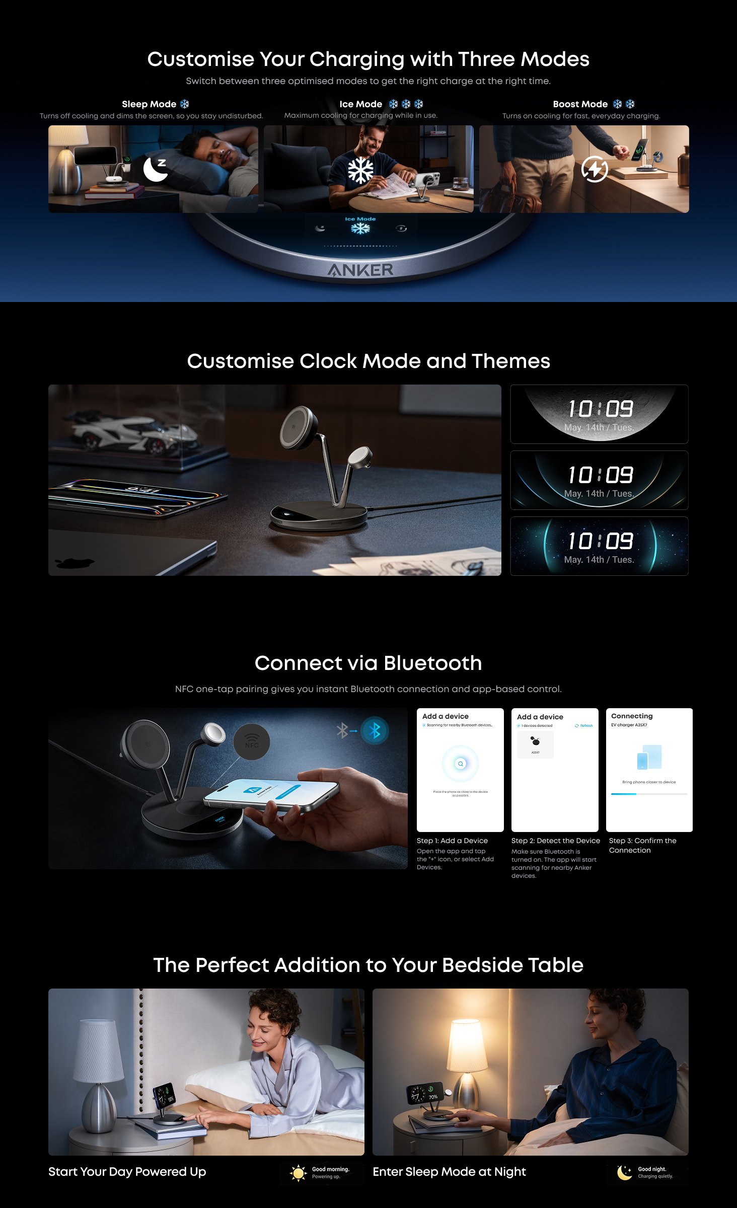 Anker Prime Wireless 3-in-1 Charging Station AirCool Dock Stand Magnetic Charger B25X7