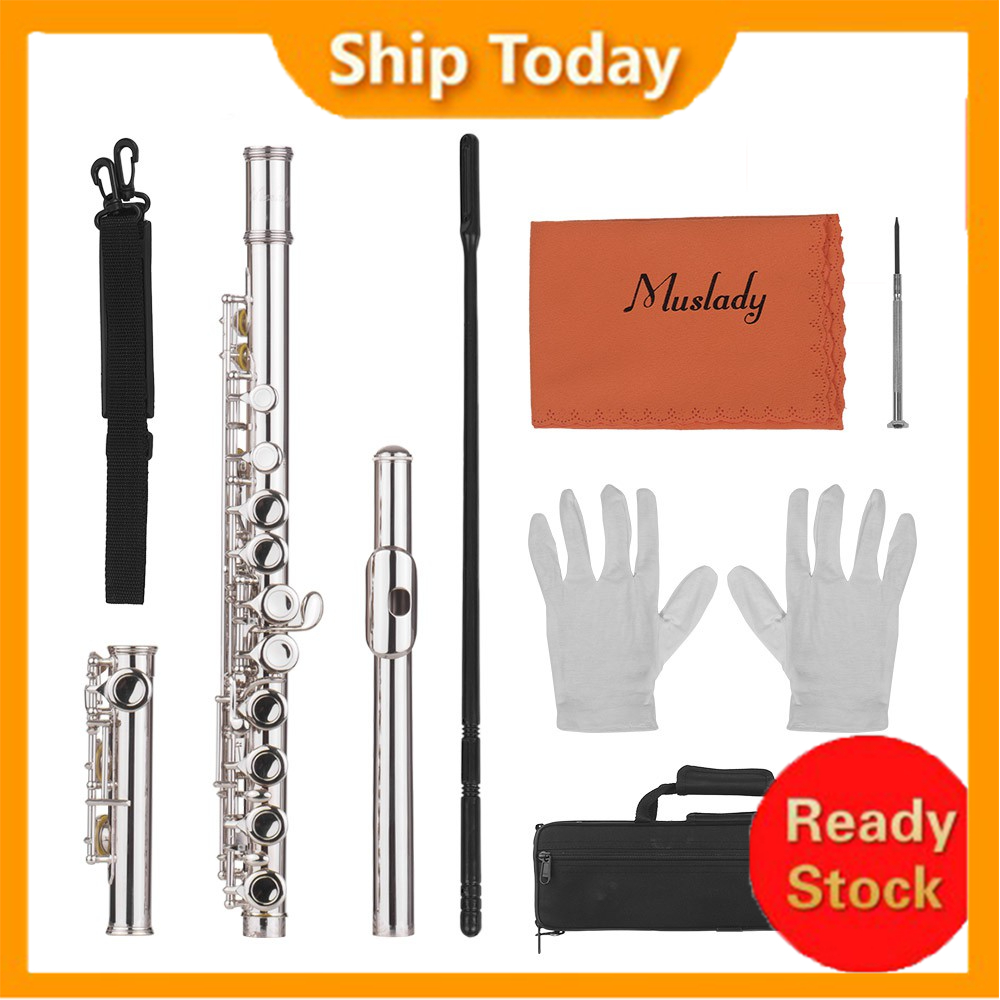 Muslady 16 Holes Closed Flute C Key Cupronickel Woodwind Instrument