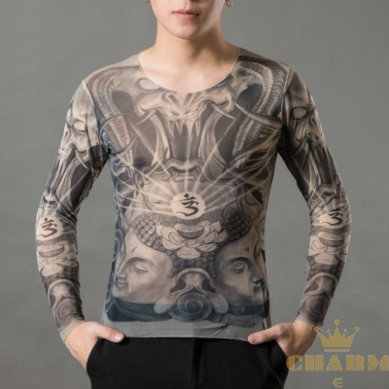 Much better】Tattoo Clothing Tattoo T-shirt personality trend skinny tights  male long sleeve tattoo clothing tattoo summer ultra-thin quick-drying  clothes | Shopee Singapore