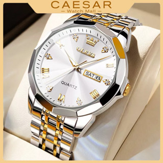 Luxury Diamond Men's Watch OLEVS 9931 Genuine Stainless Steel Calendar Week Luminous Waterproof Quartz Metal