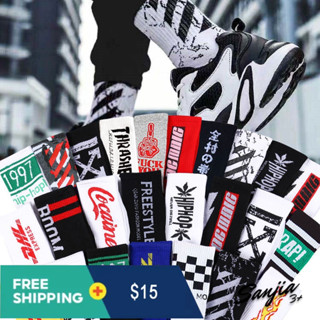 [D&R] Korean Socks Men and Women Hot-selling Korean Socks Totem Socks Middle Socks Stockings Basketball Sports Socks