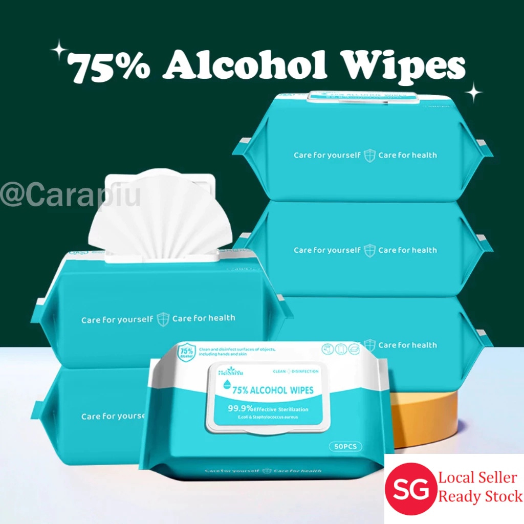 [SG Ready Stock]75% Alcohol Wet Wipes 10pcs/50pcs Wet Wipes for hands/skin/public objects 99.99% Effective Disinfection