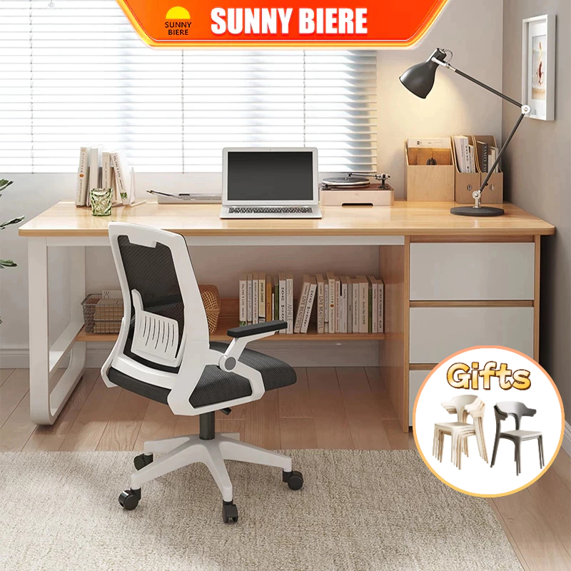 SNB100/120/140CM Computer Table With Drawer Writing Study Desk Modern Home Office Table Wood PC Table Bedroom LivingRoom